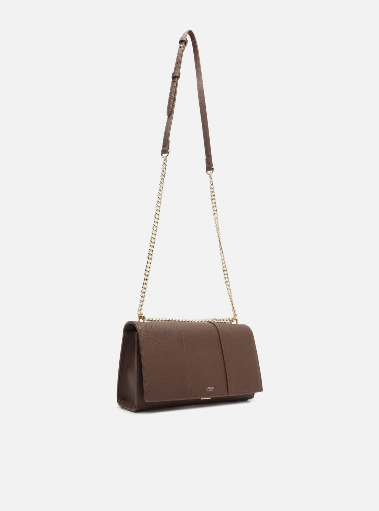 Bolsa Tiracolo Marrom Média Fecho Dourado Corrente — foto 5