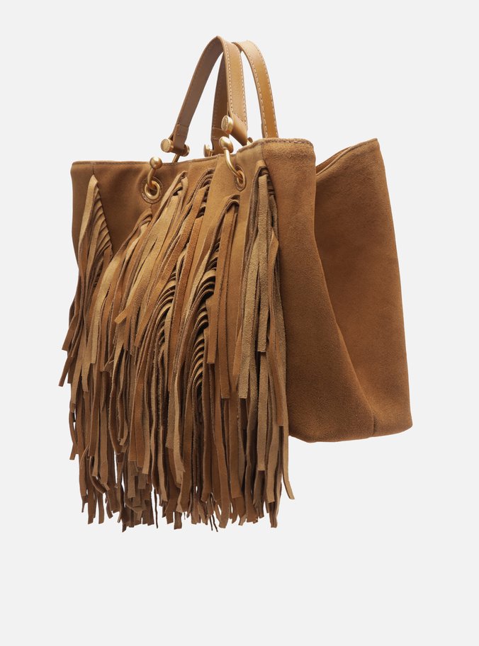 Bolsa Tote Marrom Suede Grande Franjas