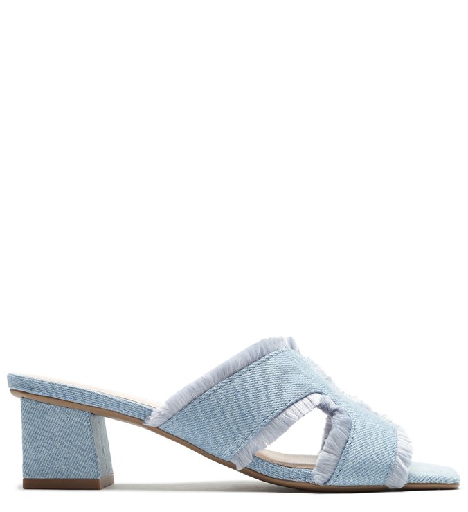 Mule Salto Bloco Tecido Jeans