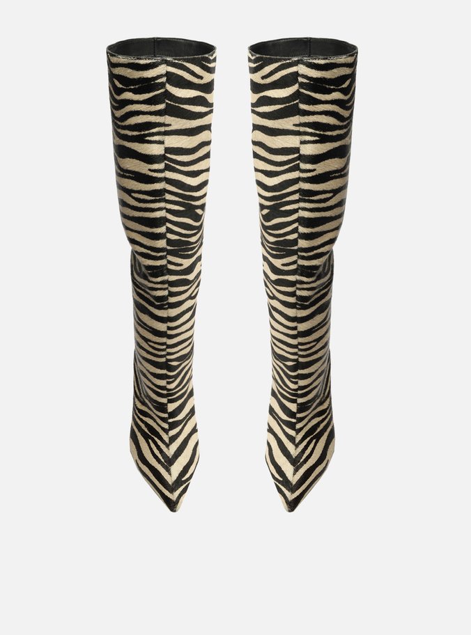 Bota Zebra Pelo Cano Longo Salto Fino