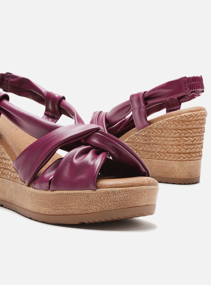 Sandália Vermelha Plataforma Nó Sling Back Cassis