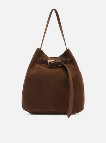 Arezzo — Bolsa Hobo Marrom Couro Grande Fivela