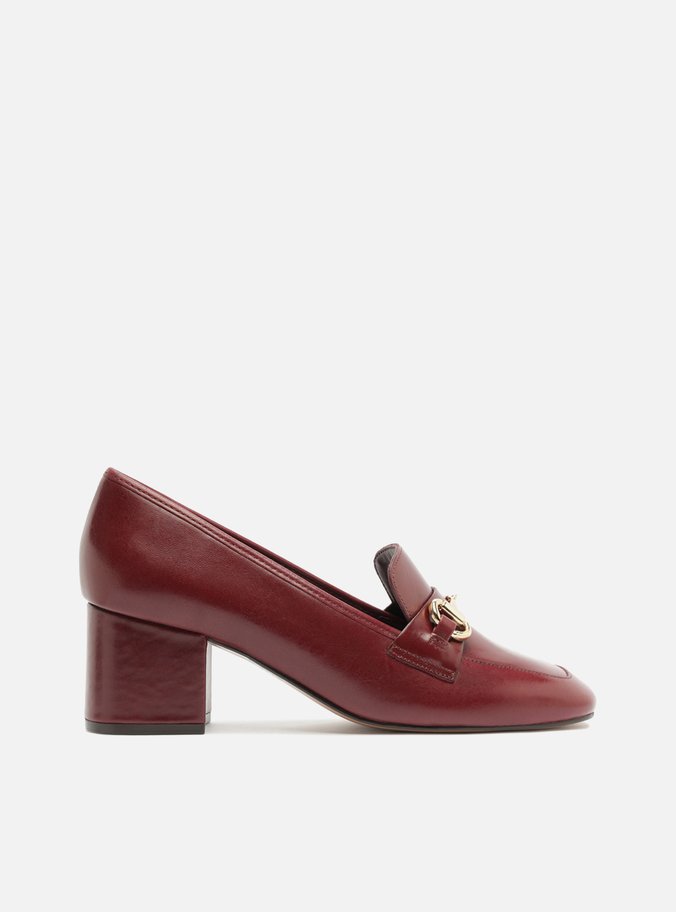 Loafer Bordô Couro Salto Bloco Bridão