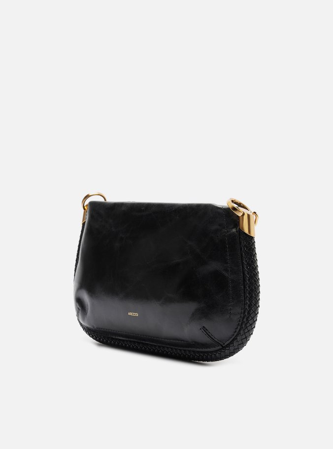 Bolsa Tiracolo Preta Couro Worn Média