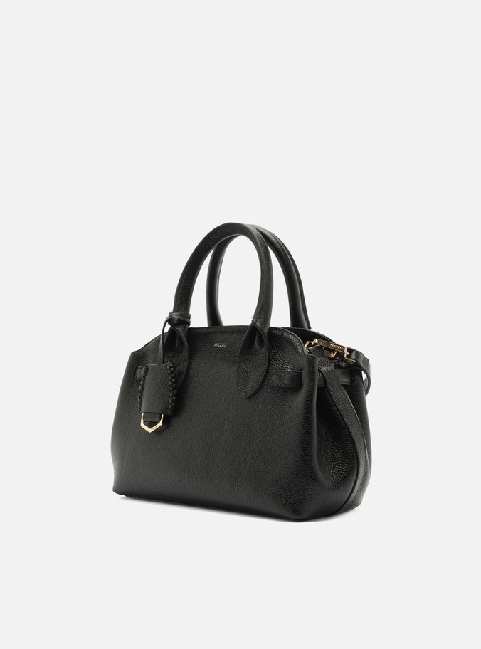 Bolsa Tote Preta Couro Média Arredondada