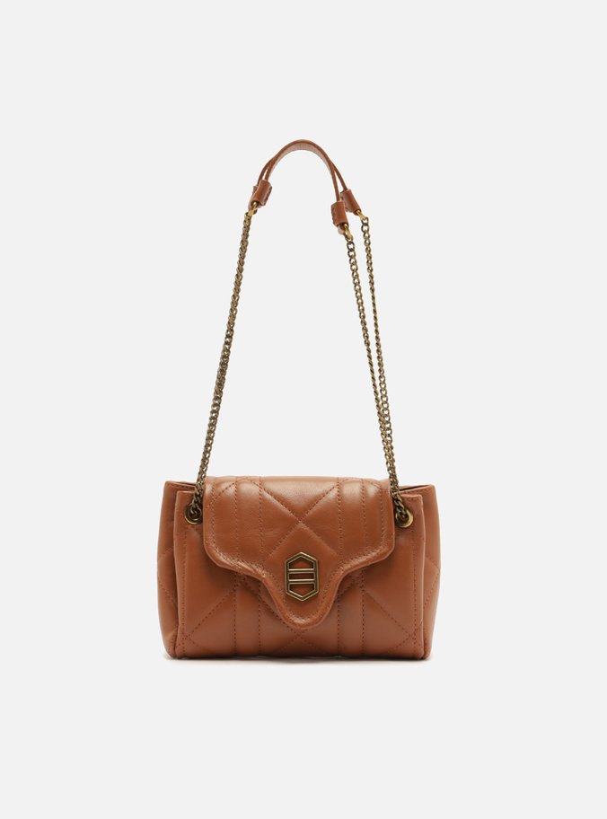 Bolsa Tiracolo Marrom Couro Pequena Matelassê Corrente