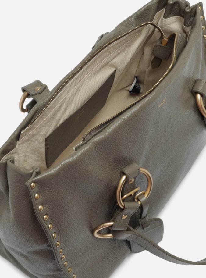 Bolsa Shopping Cinza Couro Cora Grande