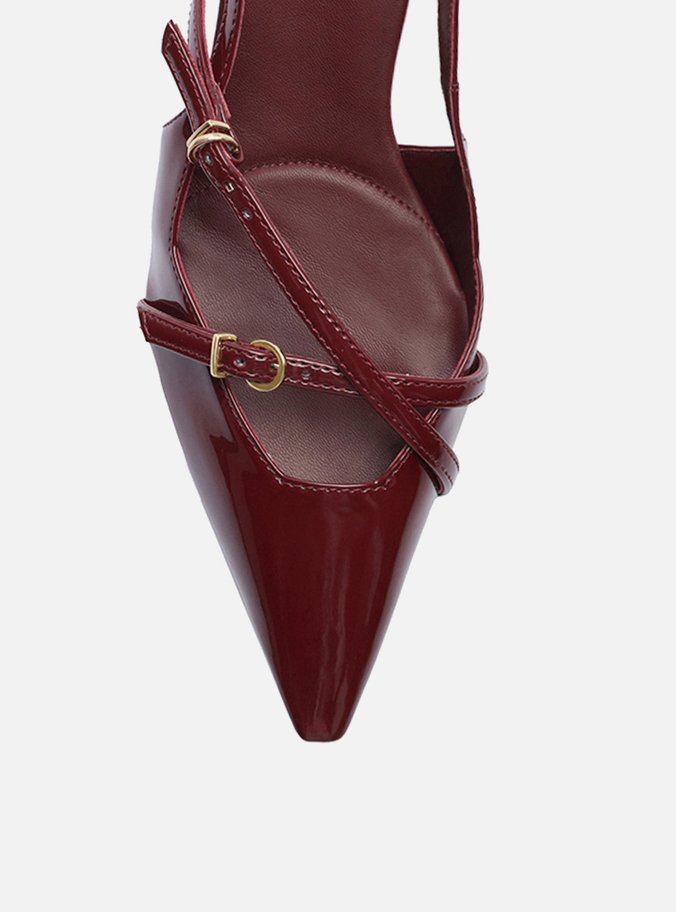 Scarpin Bordô Verniz Salto Médio Slingback Amélia