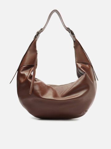 Bolsa Hobo Marrom Couro Grande Fivelas