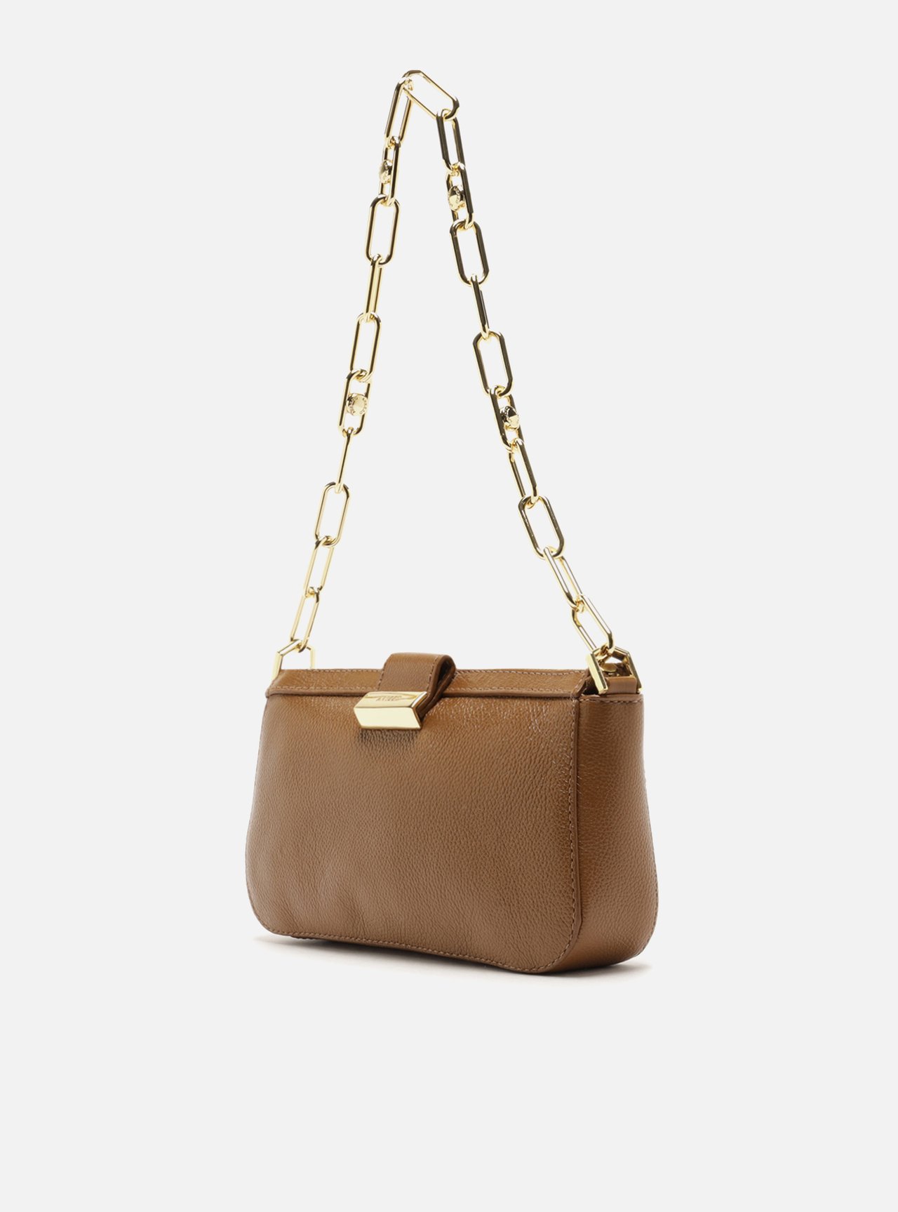 Bolsa Shoulder Marrom Couro Média Corrente — foto 2