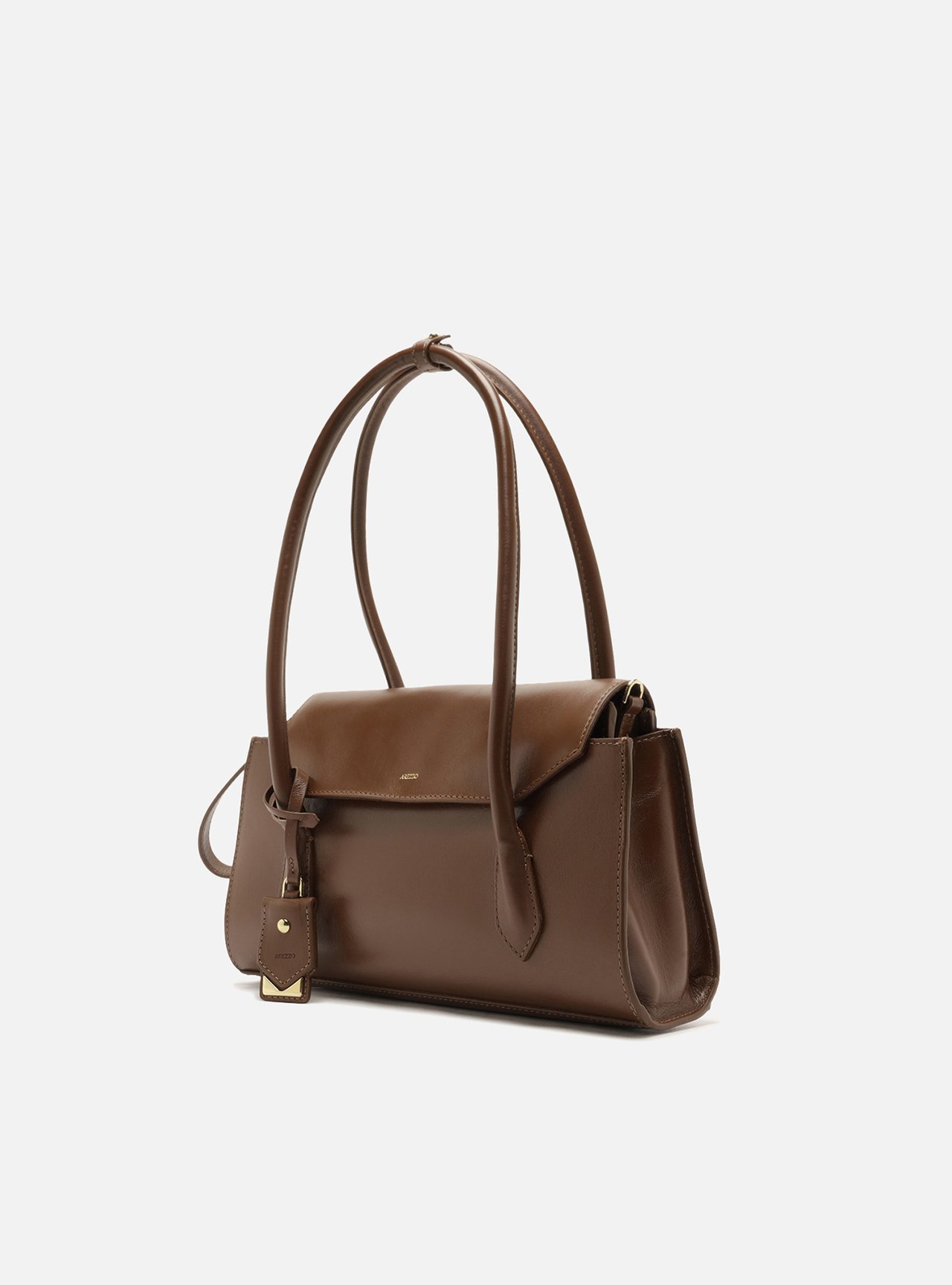 Bolsa Shoulder Marrom Couro Média Alça Corrente — foto 2