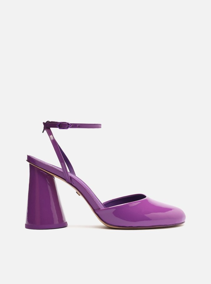 Scarpin Roxa Verniz Salto Geométrico Piera