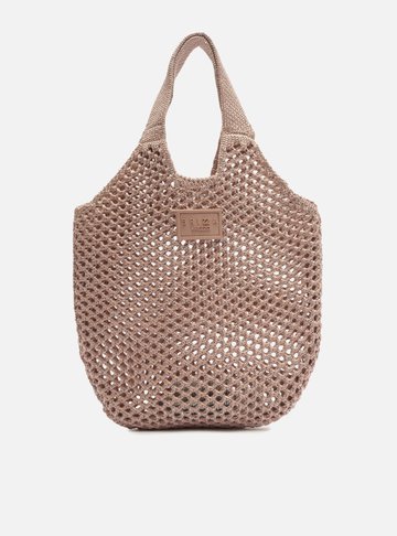 Bolsa Shopping Bege Crochê Mayra Pequena