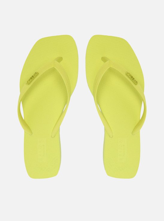 Chinelo de Dedo Amarelo Bico Quadrado Tiras Brizza