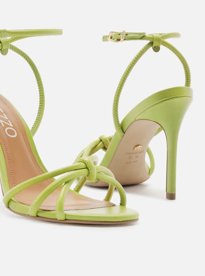 Sandália Verde Salto Fino Custom Anklet