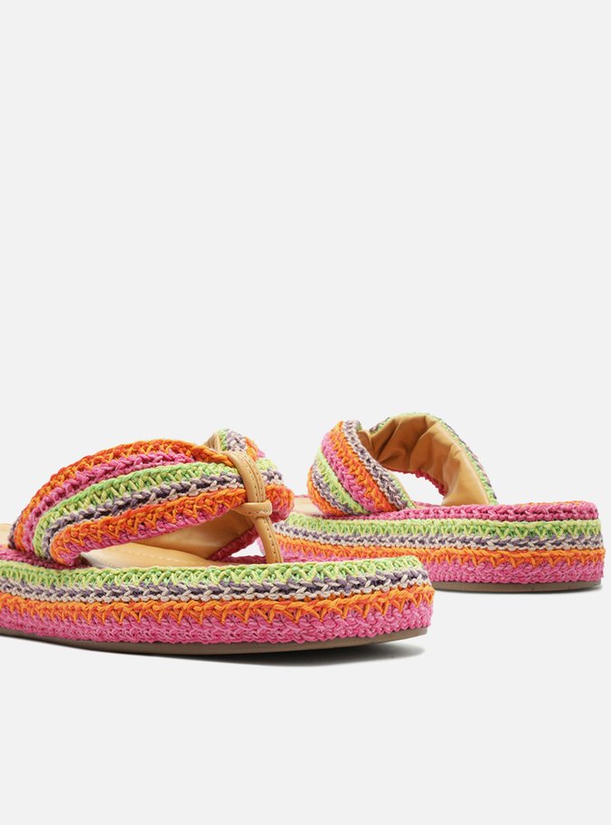 Sandália Colorida Crochê Flatform Flip Flop