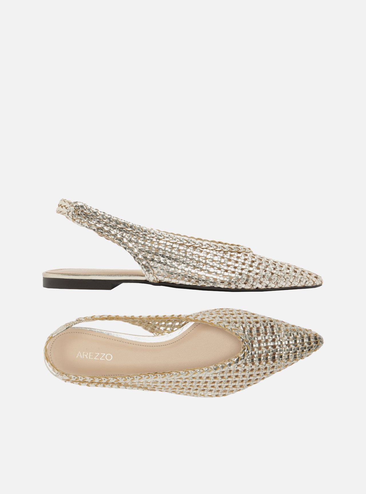 Sapatilha Dourada Tressê Bico Fino Slingback — foto 5