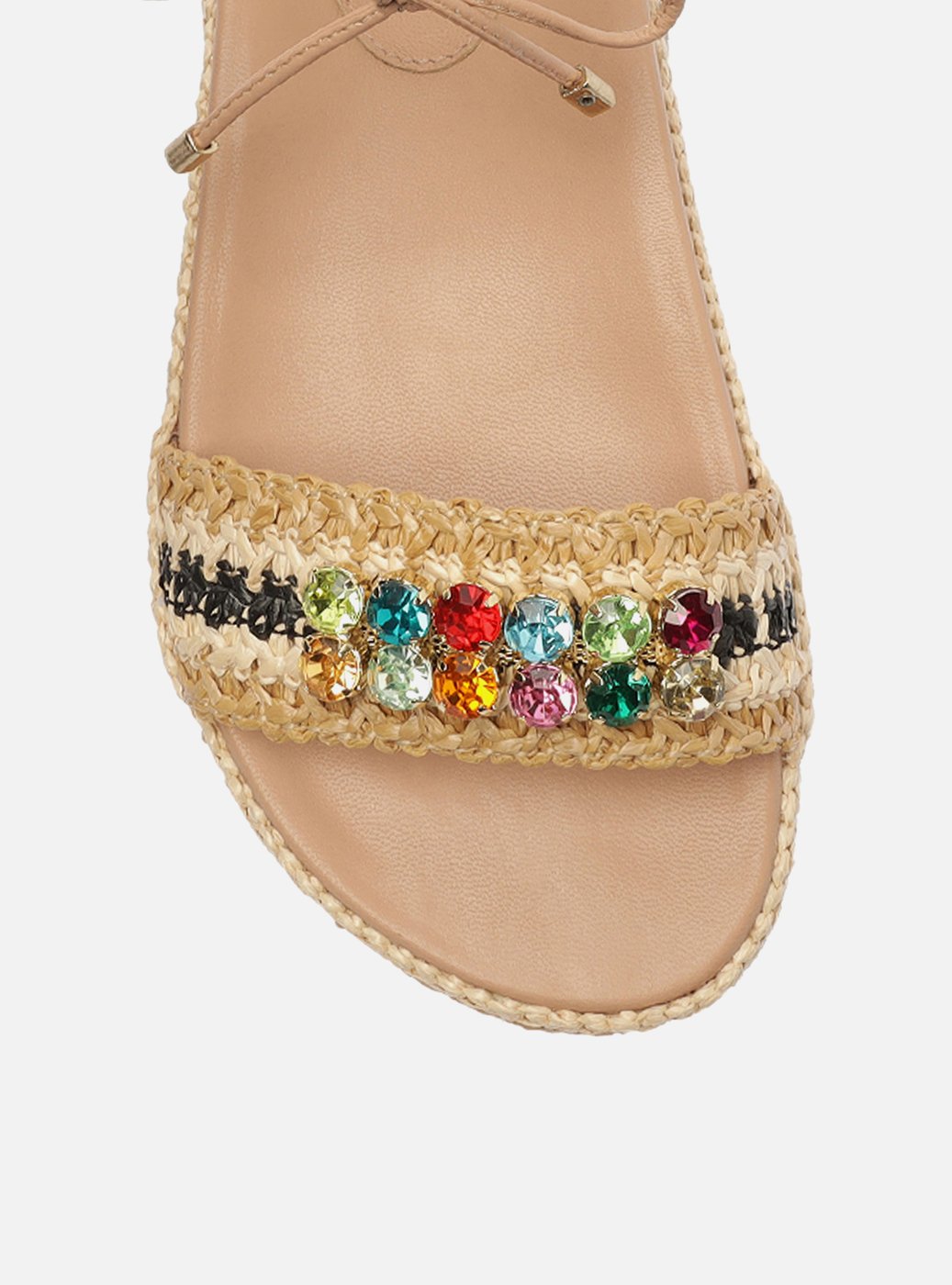 Sandália Bege Tramada Flatform Pedraria Cecília — foto 5