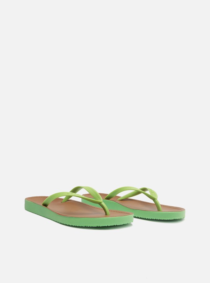 Chinelo de Dedo Verde Lima Palmilha Marrom Fit