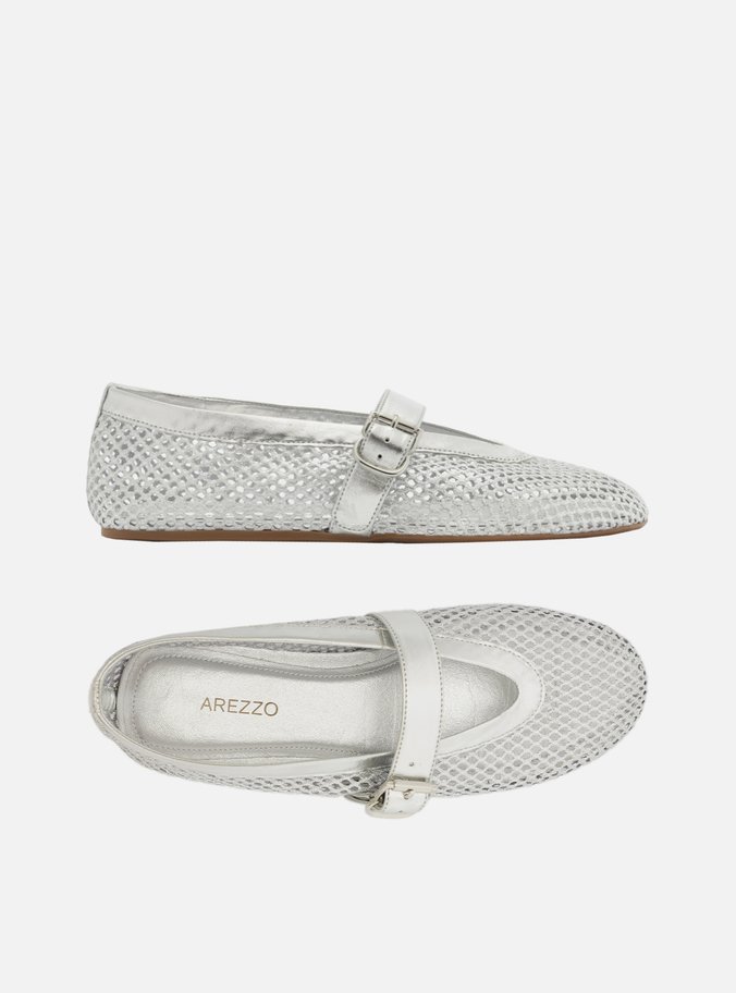 Sapatilha Boneca Prata Tela Fivela