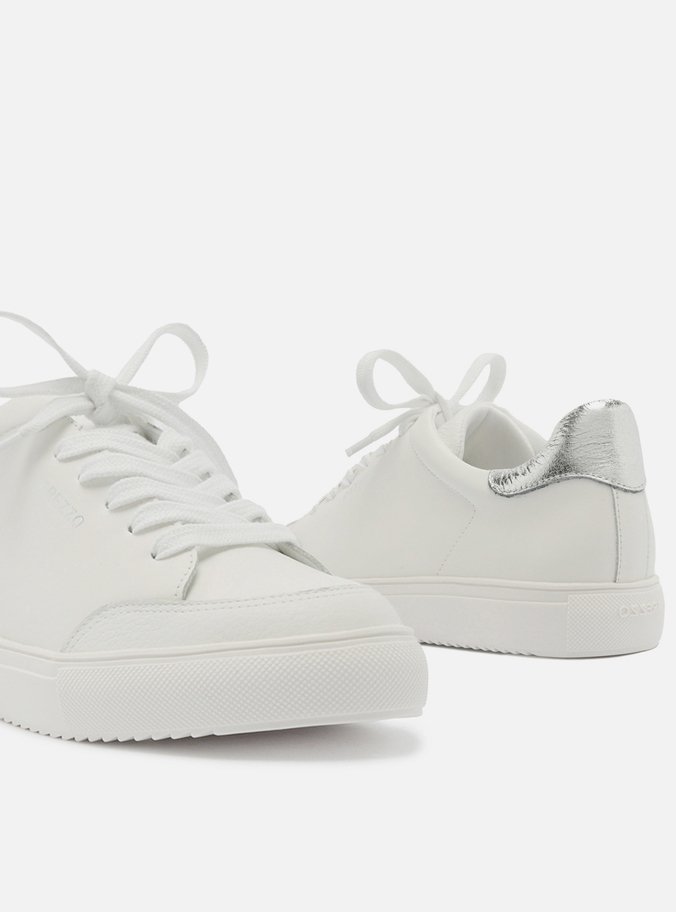 Tênis Branco Couro Amarração Prata Classic
