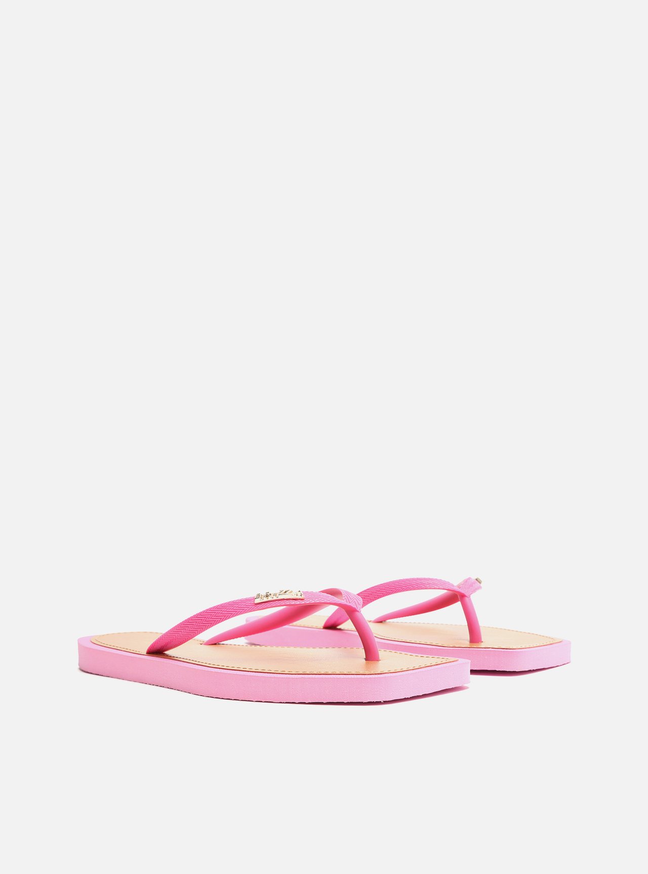 Chinelo de Dedo Rosa Square Palmilha Marrom — foto 4