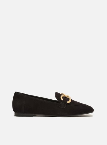 Mocassim Preto Nobuck Bico Quadrado Elos