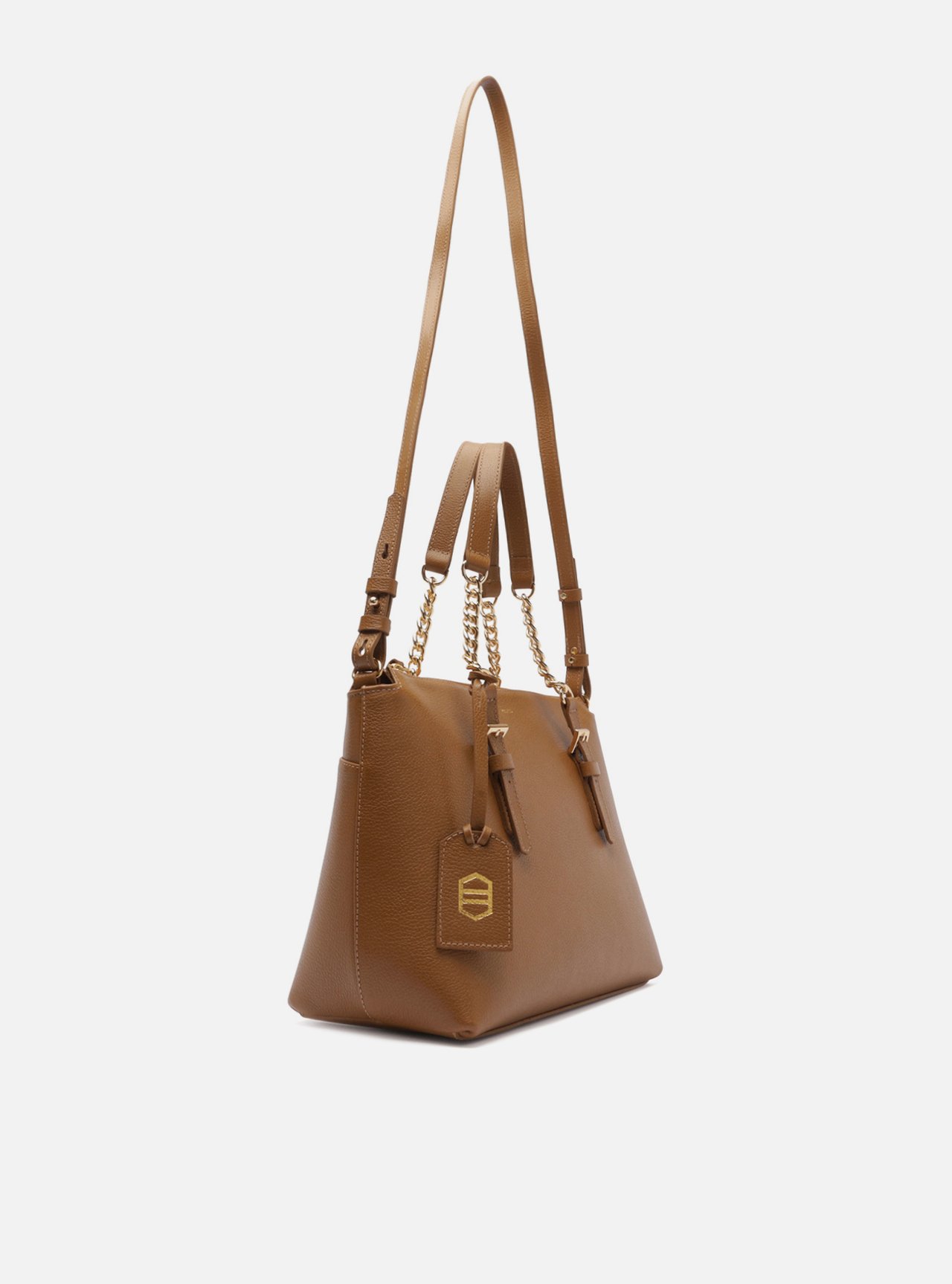 Bolsa Tote Marrom Couro Grande Alça Corrente — foto 5