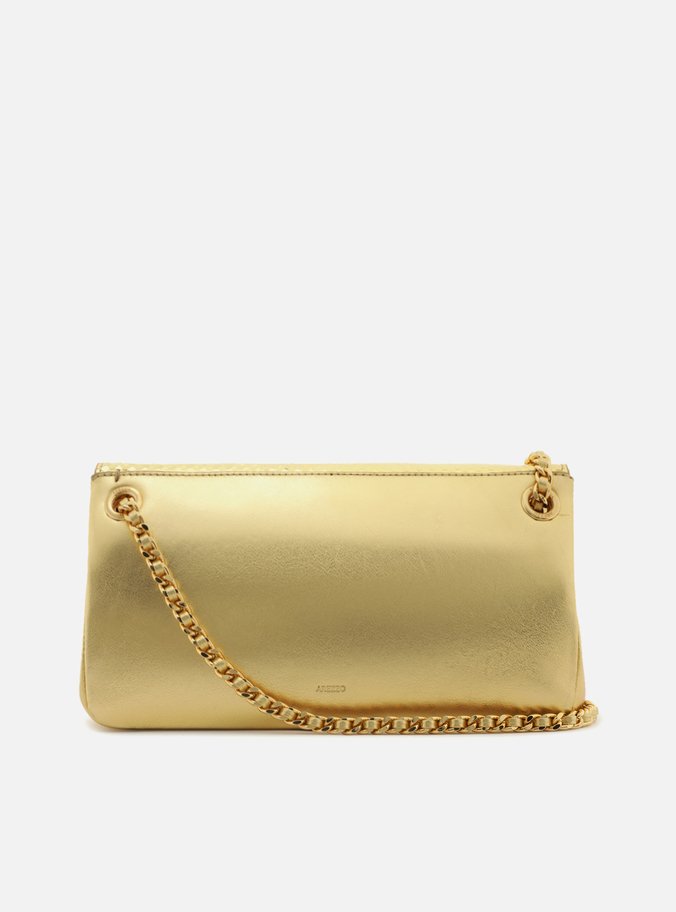 Bolsa Tiracolo Dourada Couro Snake Média