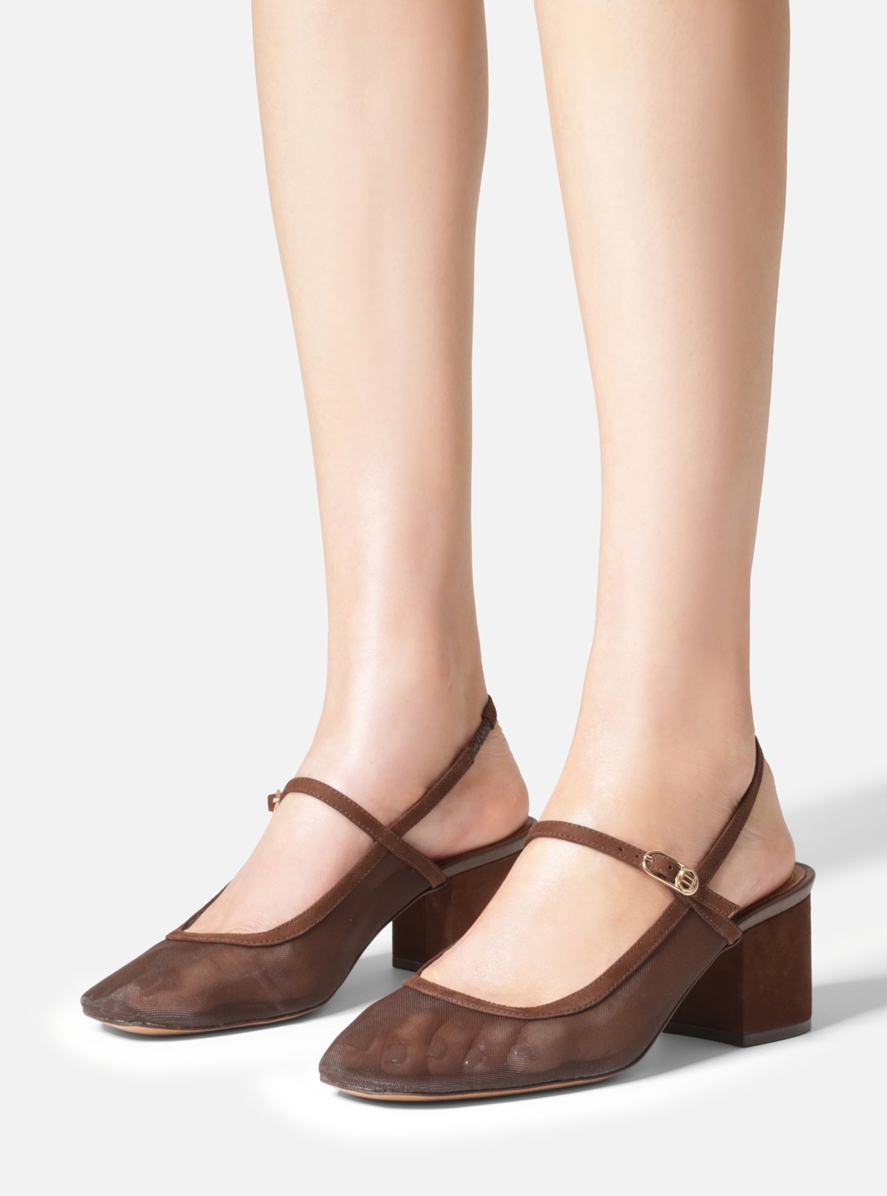 Scarpin Marrom Salto Bloco Slingback — foto 6