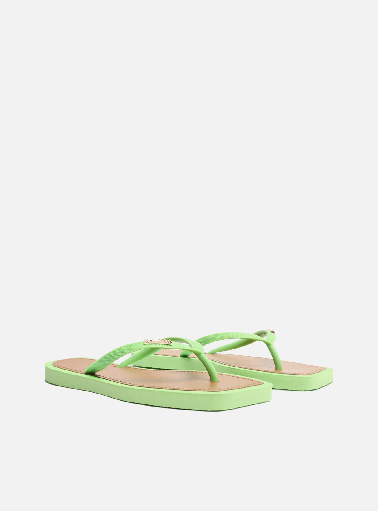 Chinelo de Dedo Verde Square Palmilha Marrom — foto 4