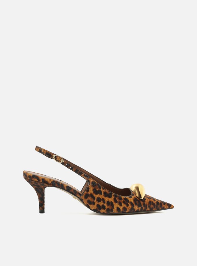 Scarpin Animal Print Slingback Metal Silvia Braz
