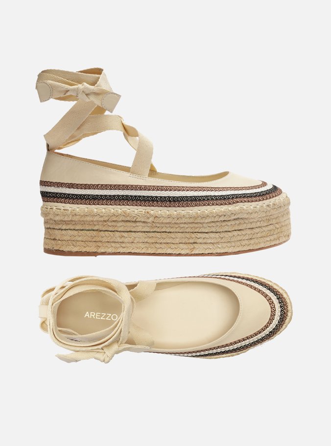 Espadrille Off-White Couro Flatform Neutra