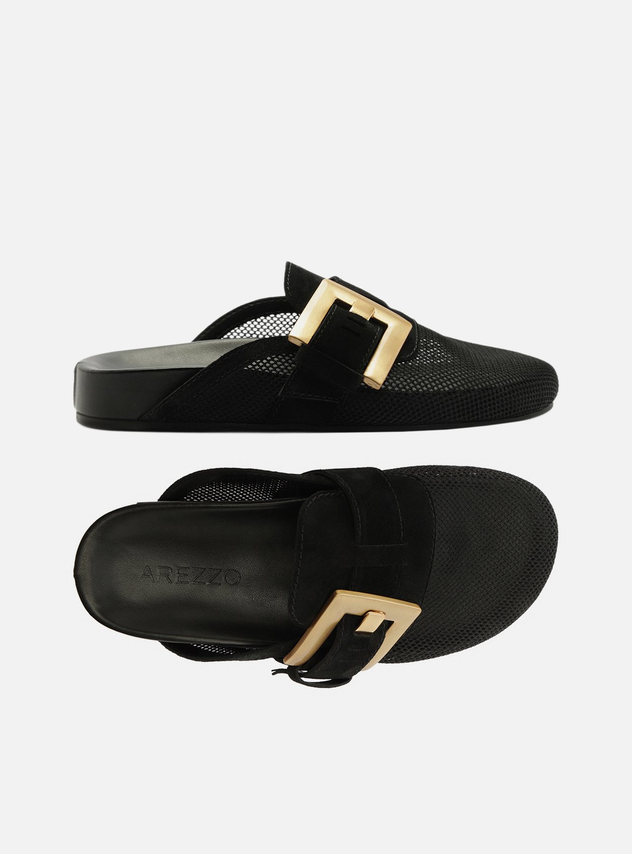 Mule Clog Preta Tela Fivela — foto 5