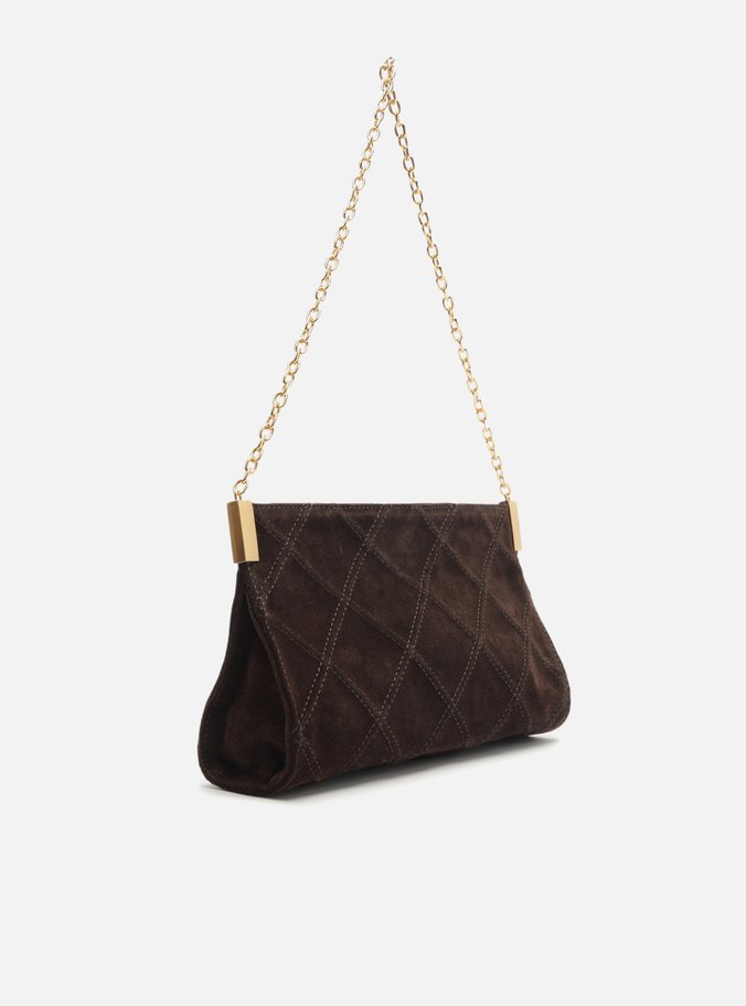 Bolsa Tiracolo Marrom Suede Média Matelassê