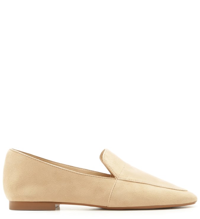 Mocassim Arezzo Touch Suede Bico Quadrado Bege Real
