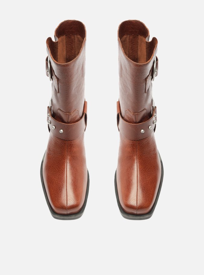 Bota Marrom Couro Cano Curto Montaria West
