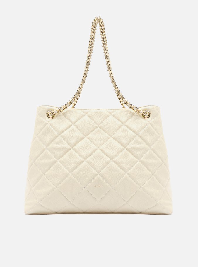 Bolsa Tote Branca Couro Matelassê Gab Média