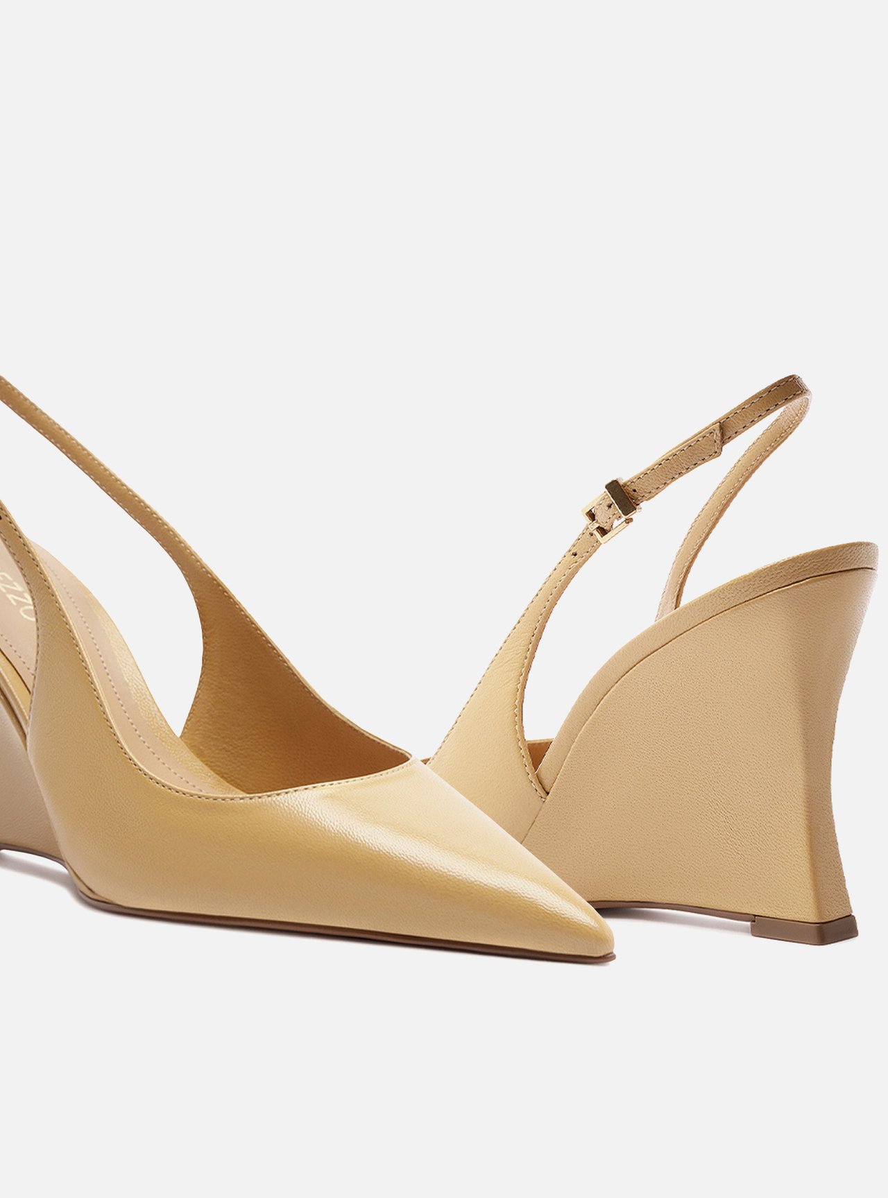 Scarpin Amarelo Couro Salto Alto Anabela Slingback — foto 4