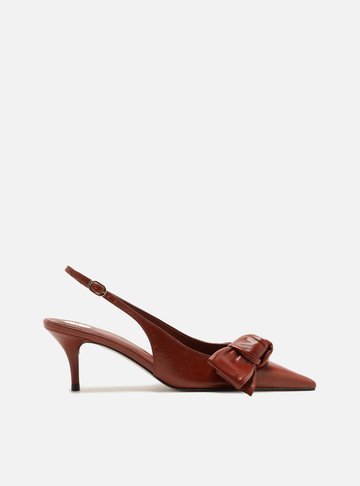 Arezzo — Scarpin Vermelho Couro Salto Fino Laço