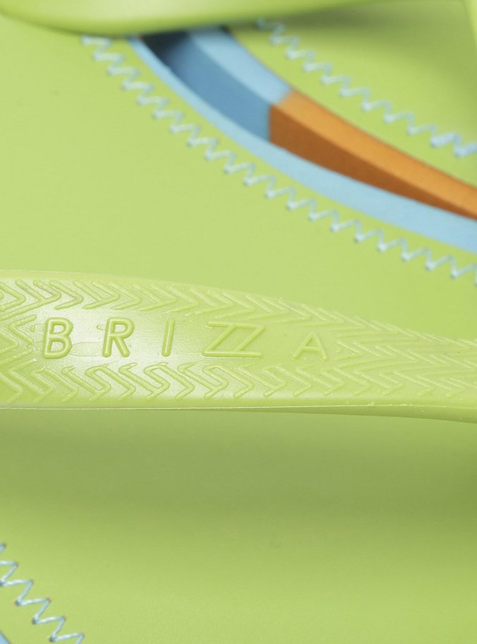 Chinelo De Dedo Verde Sola Multicolorida Bico Quadrado Brizza Square