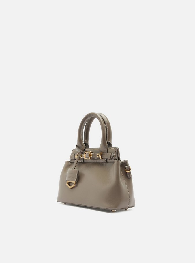 Bolsa Tote Cinza Couro Pequena Bag Charm Victória