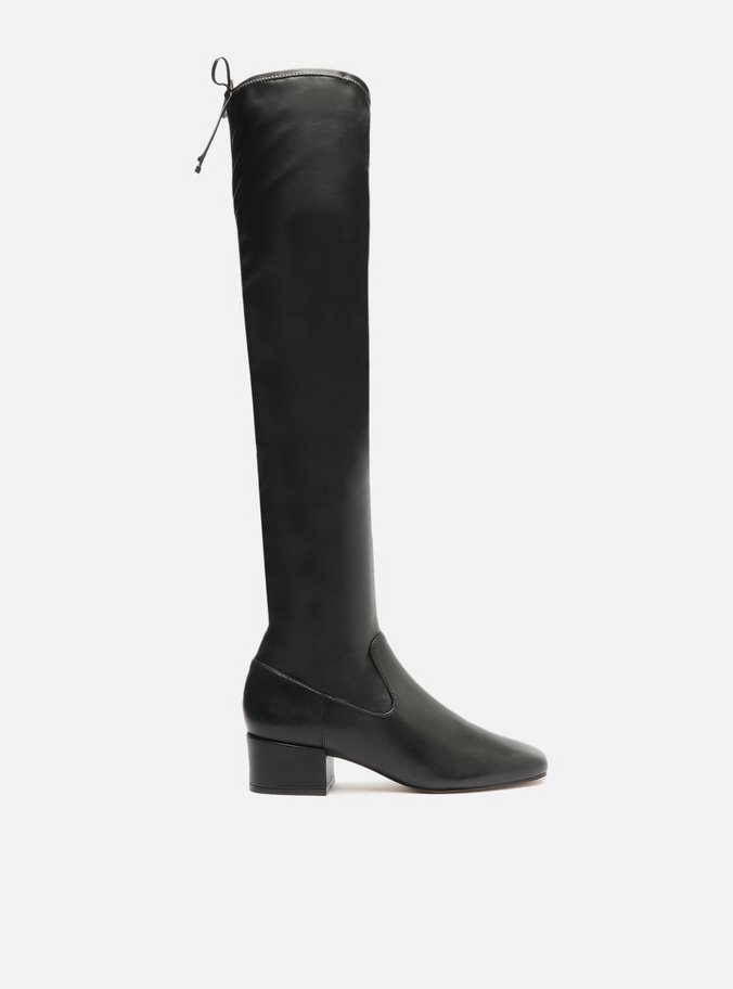 Bota Over The Knee Preta Bico Quadrado