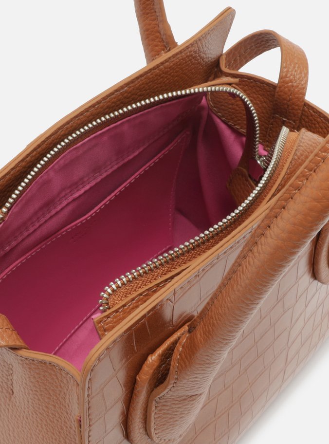 Bolsa Tote Marrom Croco Pequena