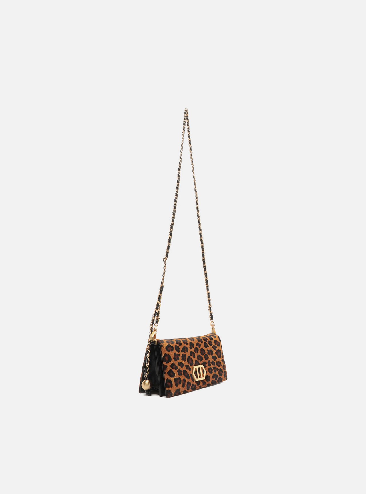 Bolsa Clutch Animal Print Couro Pequena Corrente — foto 5