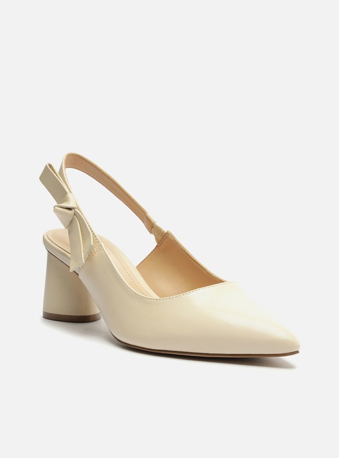 Scarpin Off-White Couro Bico Fino Slingback