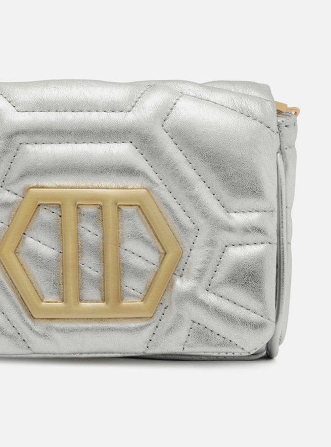 Bolsa Tiracolo Prateada Couro Emma Pequena