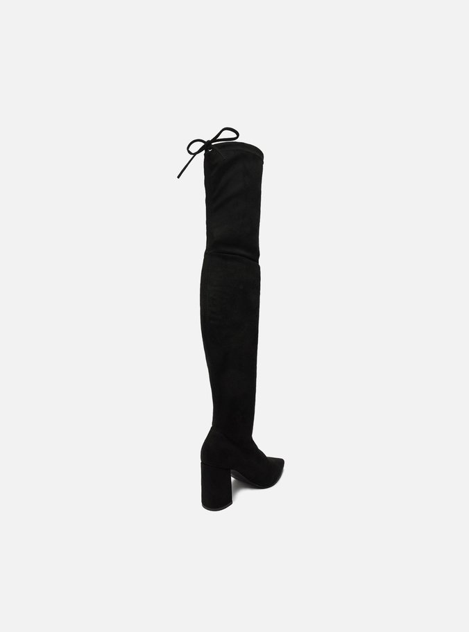 Bota Over The Knee Preta Suede Bloco