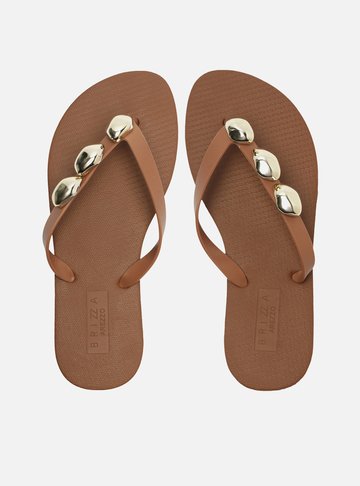 Chinelo de Dedo Marrom Pedras