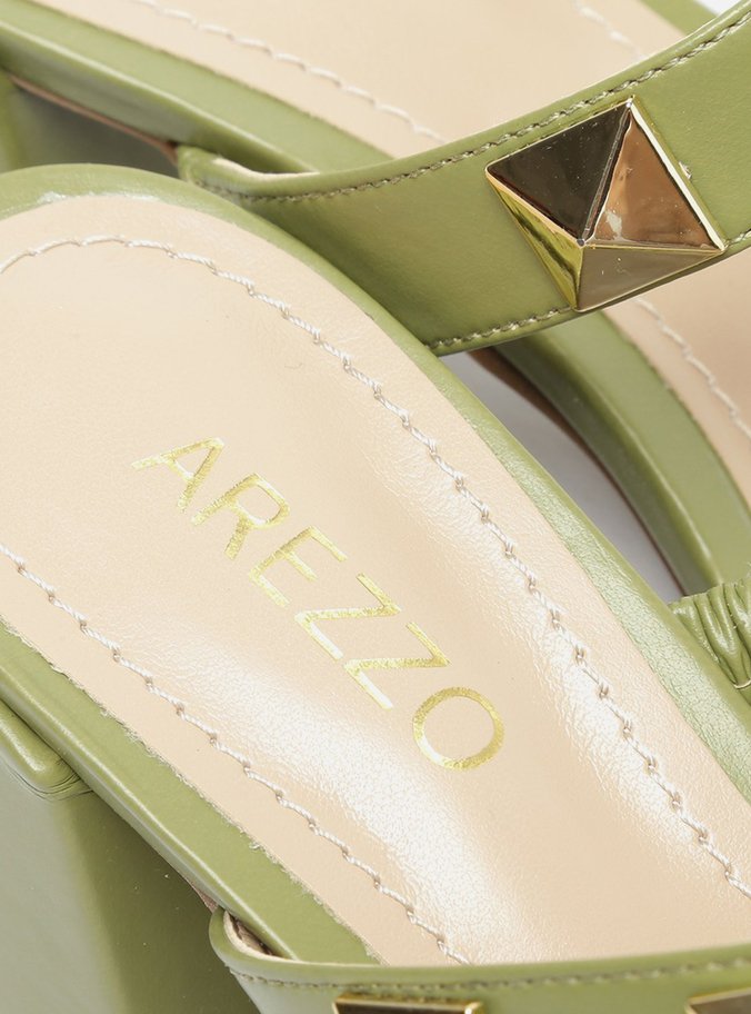 Mule Salto Bloco Verde Studs